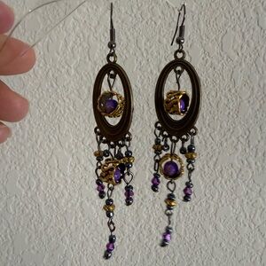 Women’s bohemian purple and golden Earrings